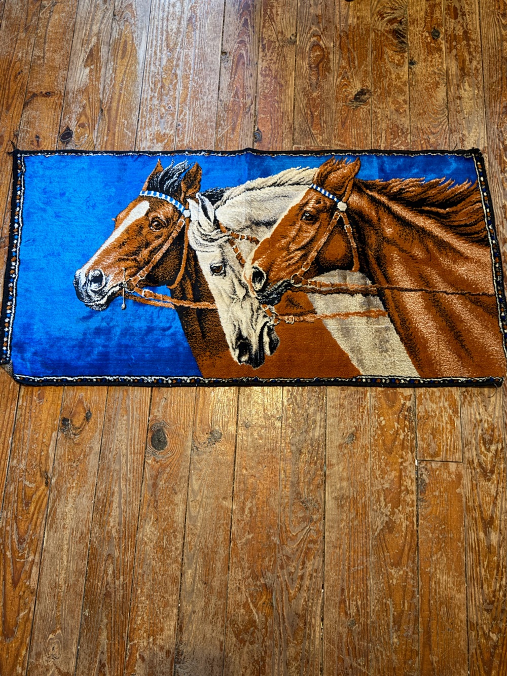 Blue & Brown Horse Wall Tapestry - Decorative Home Wall Decor app 38.5 x20.